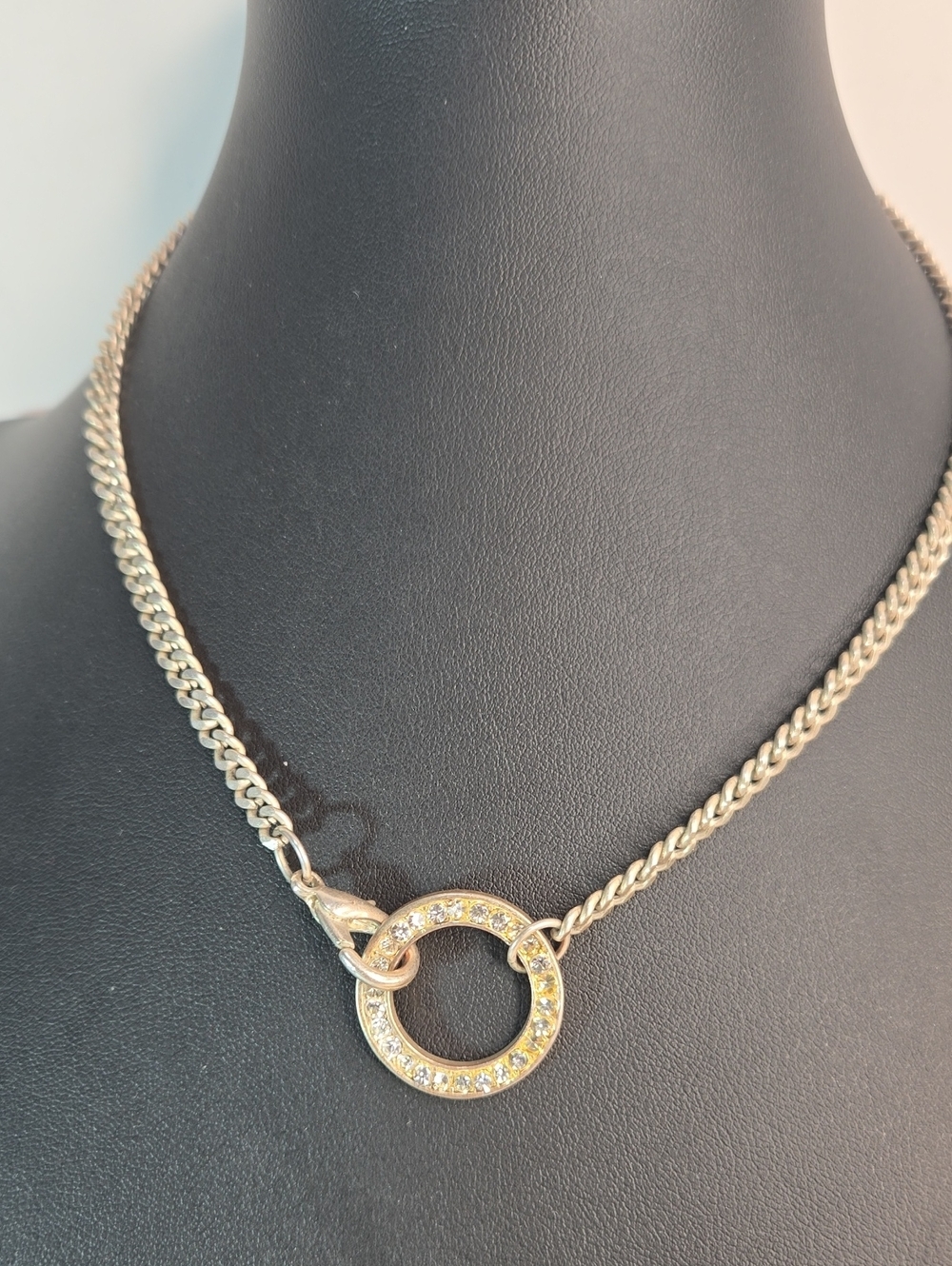 Gold-Tone Crystal Circle Pendant Necklace Reversible